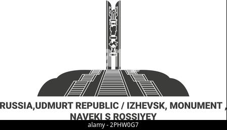 Russie,République d'Udmurt Izhevsk, Monument , Naveki S Rossiyey Voyage repère illustration vectorielle Illustration de Vecteur