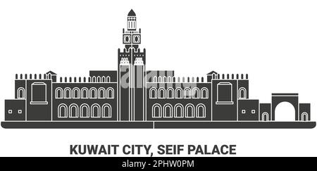 Koweït City, Seif Palace, illustration vectorielle de voyage Illustration de Vecteur