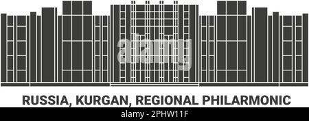 Russie, Kurgan, illustration du vecteur de voyage régional philarmonique Illustration de Vecteur