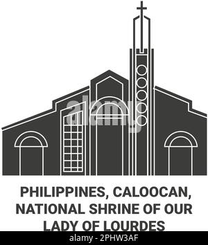 Philippines, Caloocan, Sanctuaire national de notre-Dame de Lourdes illustration vectorielle de voyage Illustration de Vecteur