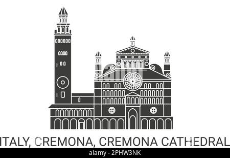 Italie, Cremona, Cathédrale de Cremona, illustration vectorielle de voyage Illustration de Vecteur