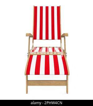 Chaise de plage en bois isolée Banque D'Images