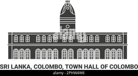 Sri Lanka, Colombo, hôtel de ville de Colombo, illustration vectorielle de voyage Illustration de Vecteur