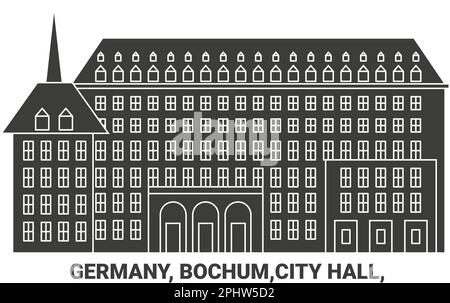 Allemagne, Bochum, Hôtel de ville, illustration vectorielle de voyage Illustration de Vecteur