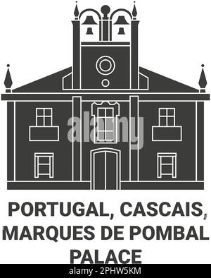 Portugal, Cascais, marques de Pombal Palace voyage illustration vectorielle Illustration de Vecteur