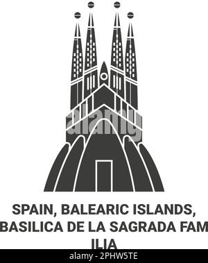 Espagne, Iles Baléares, Baslica de la Sagrada Famlia Voyage repère illustration vecteur Illustration de Vecteur