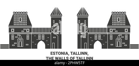 Estonie, Tallinn, les murs de Tallinn Voyage repère illustration vecteur Illustration de Vecteur