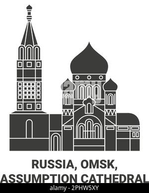 Russie, Omsk, Assomption Cathédrale voyage illustration vecteur Illustration de Vecteur