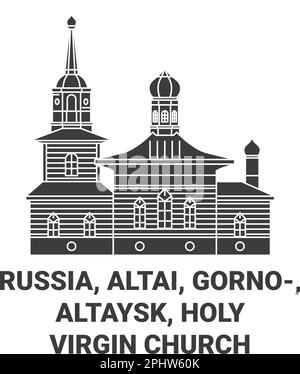 Russie, Altaï, Gornoaltaysk, Sainte-Vierge Église voyage illustration vectorielle Illustration de Vecteur