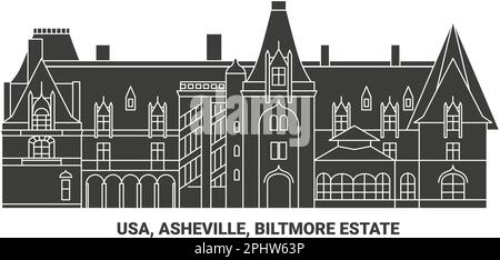 Etats-Unis, Asheville, Biltmore Estate, illustration vectorielle de voyage Illustration de Vecteur