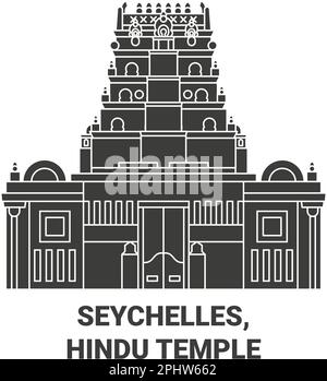 Seychelles, illustration du vecteur de voyage du temple hindou Illustration de Vecteur