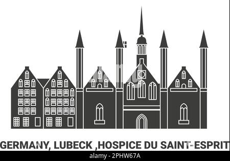 Allemagne, Lubeck, Hospice du SaintesEsprit, illustration vectorielle de voyage Illustration de Vecteur