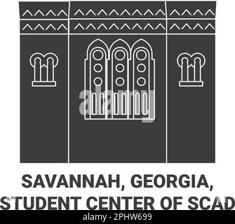 Etats-Unis, Savannah, Géorgie, Student Center of SCAD Voyage repère illustration vecteur Illustration de Vecteur