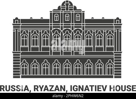 Russie, Ryazan, Maison Ignatiev, illustration vectorielle de voyage Illustration de Vecteur