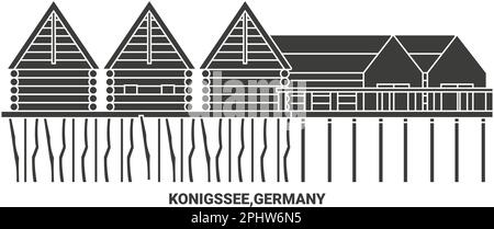 Allemagne, illustration vectorielle de référence de voyage Konigsssee Illustration de Vecteur
