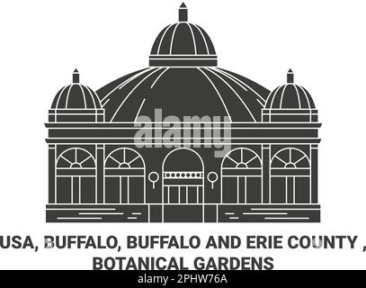 Etats-Unis, Buffalo, Buffalo et Erie County , Botanical Gardens Voyage illustration vecteur de repère Illustration de Vecteur