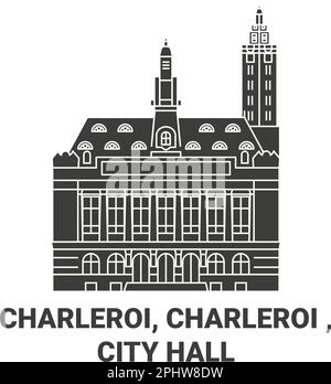 Canada, Charleroi, Charleroi , City Hall Travel Landmark illustration vectorielle Illustration de Vecteur