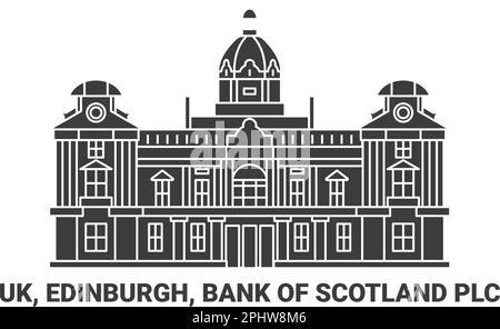 Angleterre, Edimbourg, Bank of Scotland PLC, illustration vectorielle de voyage Illustration de Vecteur