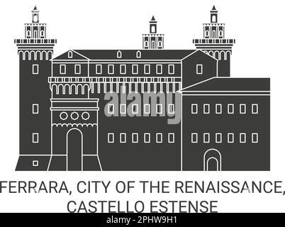 Italie, Ferrara, ville de la Renaissance, Castello Estense Voyage illustration vectorielle Illustration de Vecteur