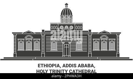 Éthiopie, Addis-Abeba, illustration vectorielle de voyage de la cathédrale Illustration de Vecteur