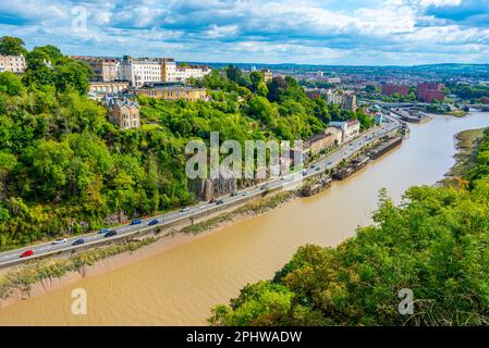 Vue panoramique de Bristol depuis le pont suspendu de Clifton. Banque D'Images