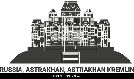 Russie, Astrakhan, Kremlin d'Astrakhan, illustration vectorielle de voyage Illustration de Vecteur