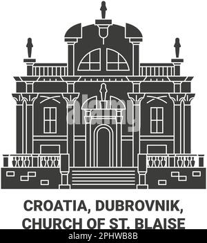 Croatie, Dubrovnik, Eglise de Saint Illustration vectorielle du repère de voyage Blaise Illustration de Vecteur