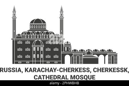 Russie, Karachaycherkess, Cherkessk, Mosquée de la cathédrale Voyage illustration vectorielle Illustration de Vecteur