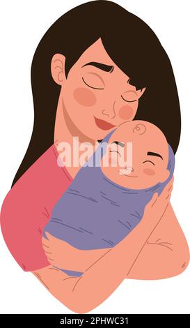 La mère et l'enfant s'embrassent sur le blanc Illustration de Vecteur