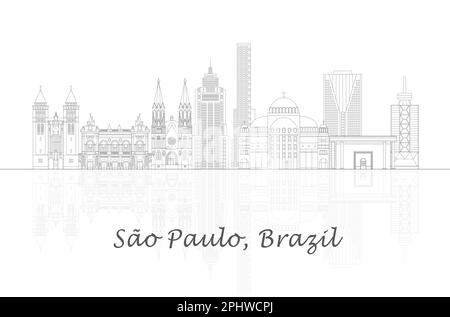 Aperçu Skyline panorama de la ville de Sao Paulo, Brésil - illustration vectorielle Illustration de Vecteur