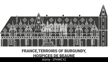 France,terroirs de Bourgogne, Hospices de Beaune Voyage repère illustration vecteur Illustration de Vecteur