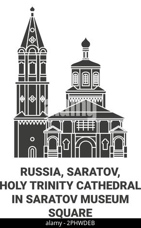 Russie, Saratov, Cathédrale de la Sainte Trinité dans Saratov Museum Square Voyage illustration vecteur Illustration de Vecteur