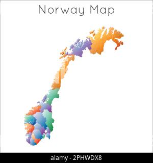 Carte poly basse de Norvège. Norvège polygonale géométrique, carte de style mosaïque. Illustration de Vecteur