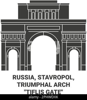 Russie, Stavropol, Arche de Triumphal Tiflis porte Voyage illustration vecteur Illustration de Vecteur