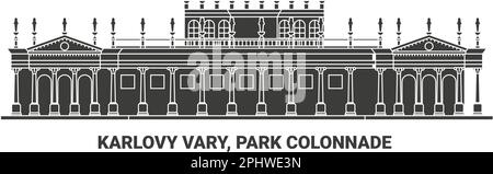 République tchèque, Karlovy Vary, Park Colonnade, illustration vectorielle de voyage Illustration de Vecteur