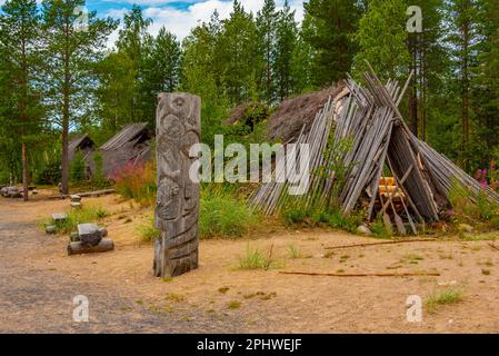 Kierikki Stone Age Centre en Finlande. Banque D'Images