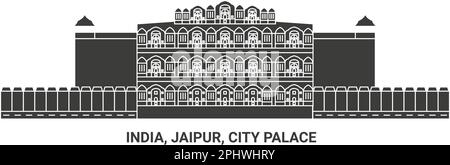 Inde, Jaipur, City Palace, illustration vectorielle de voyage Illustration de Vecteur