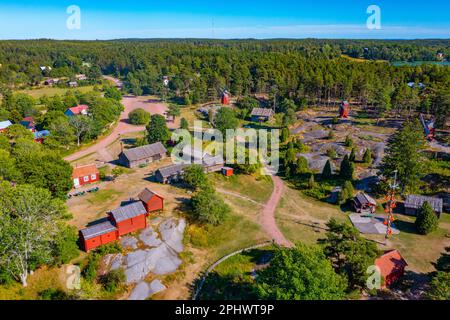 Vue panoramique sur le musée en plein air Jan Karlsgården à Kastelholm sur les îles d'Aland en Finlande Banque D'Images