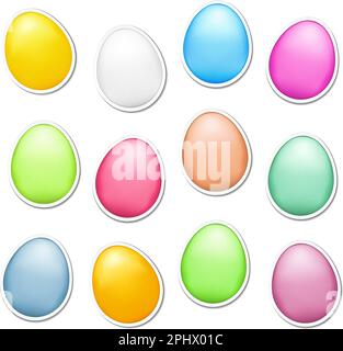 Ensemble d'œufs de pâques de couleur comme autocollants, illustration vectorielle eps10 Illustration de Vecteur