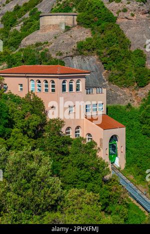 Station de funiculaire supérieure au parc naturel de Montserrat. Banque D'Images