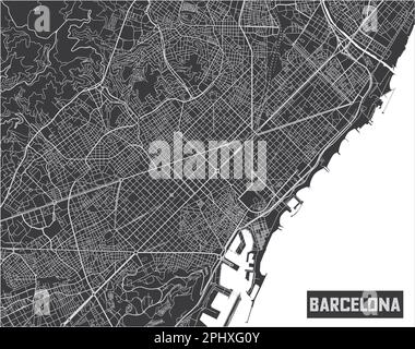 Design minimaliste de la carte de la ville de Barcelone. Illustration de Vecteur