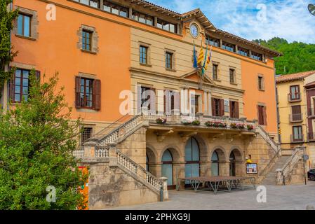 Hôtel de ville dans la vieille ville de Ripoll, Espagne. Banque D'Images