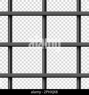 Barreaux de prison en métal réalistes noirs. Cage de prison détaillée, clôture en fer de prison. Maquette criminelle. Illustration vectorielle Illustration de Vecteur
