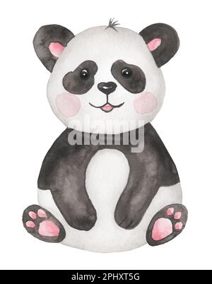 Aquarelle jolie petite illustration panda. Clipart pour enfants Banque D'Images