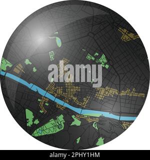 Bouton carte vectorielle Florence avec couleurs sombres. Illustration de Vecteur