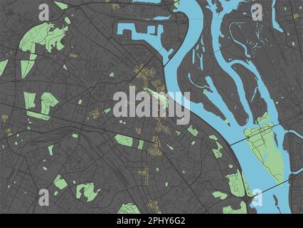 Carte vectorielle de Kiev avec des couleurs sombres. Illustration de Vecteur
