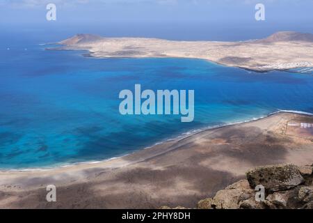 Île de la Graciosa depuis Lanzarote. Îles Canaries Banque D'Images