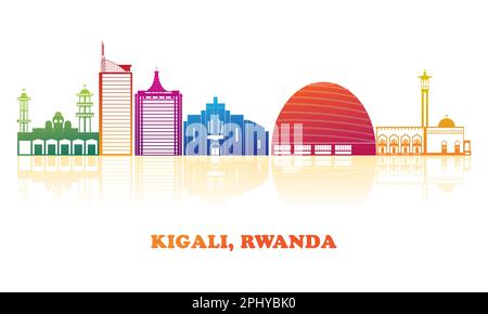 Colorfull panorama Skyline de la ville de Kigali, Rwanda - illustration vectorielle Illustration de Vecteur