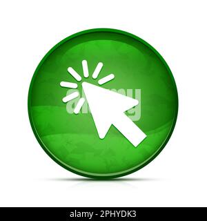 Icône de curseur sur le bouton rond vert splash chic Banque D'Images