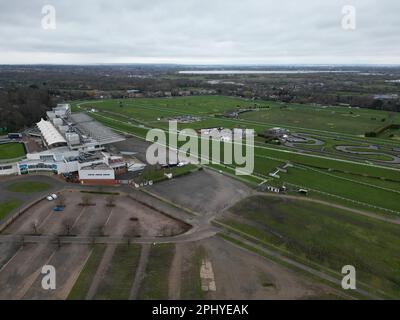 Champ de courses de Sandown Park Esher Surrey vue aérienne d'un drone britannique Banque D'Images